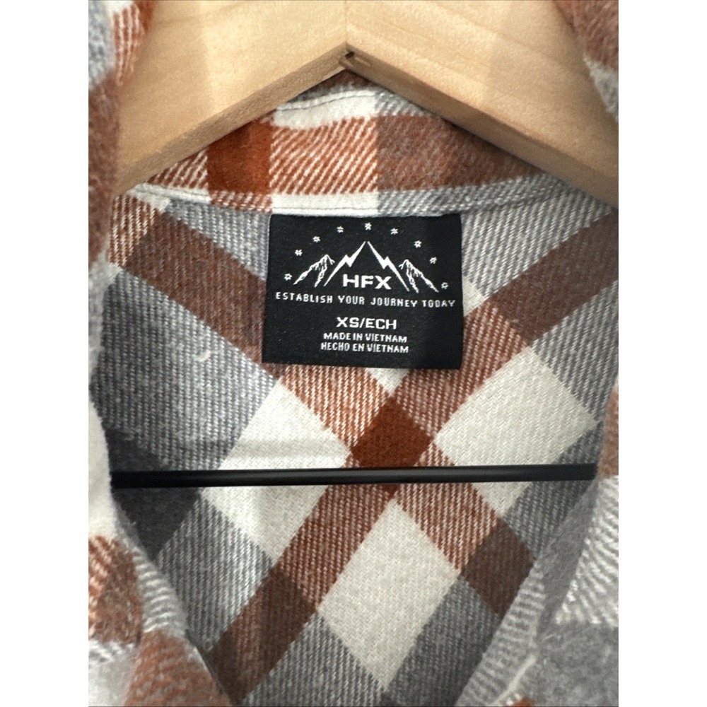 HFX Women Jacket XS Beige Plaid Flannel‎ Pearl Snap Shacket Wool Blend - Picture 4 of 8